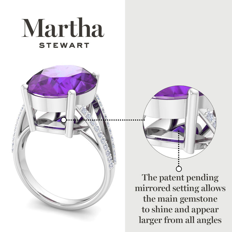 Martha Stewart 10 1/4ctw. Oval Amethyst & Lab Grown Diamond Ring In Sterling Silver image number null